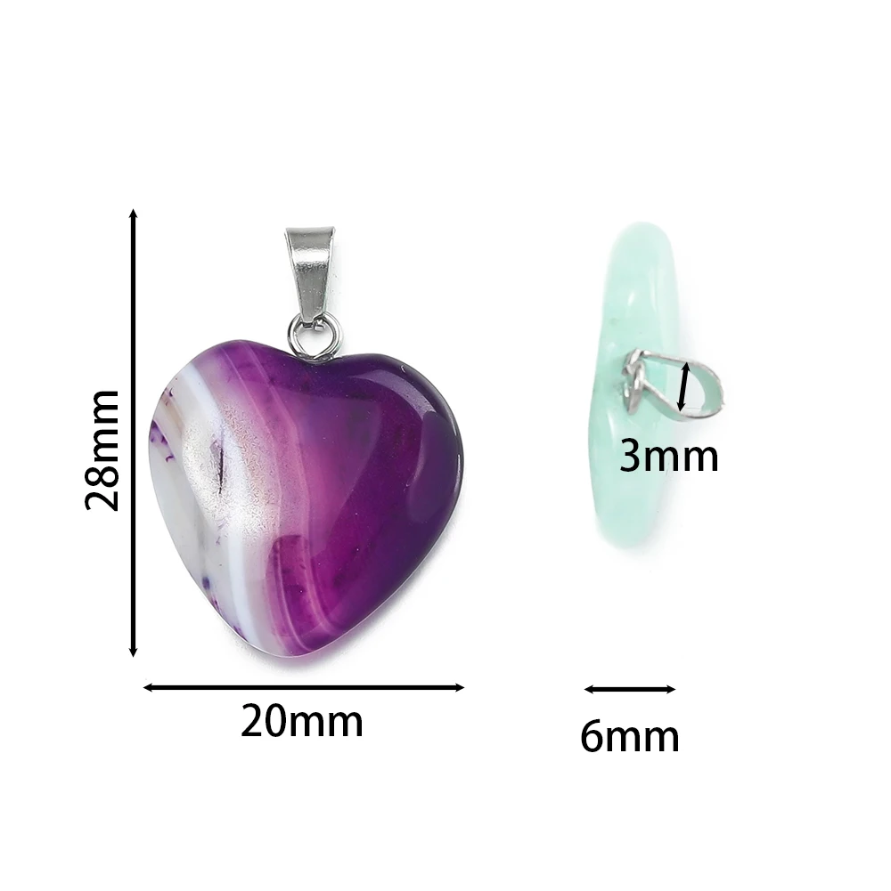 1Pc Natural Stone Pendants Heart Shape  Pendant Charms Pendant For DIY Jewelry Making Accessories