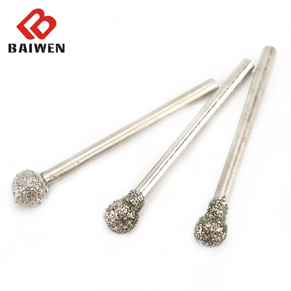 3mm codolo teste di rettifica diamantate fresa utensile rotante fresa doppio diamante taglio rotante Dremel metallo legno rettifica elettrica