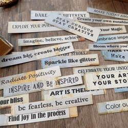 24pcs/lot Vintage English Typewriter Stickers Mottled Word Inspiration Quote Junk Journal Ephemera Sticker Scrapbooking Material