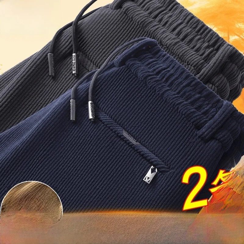 

Men's Corduroy Straight Leg Pants Elastic Waist Casual Trousers Outerwear Winter Spring Autumn Faionable Loose Fit Long Tro...