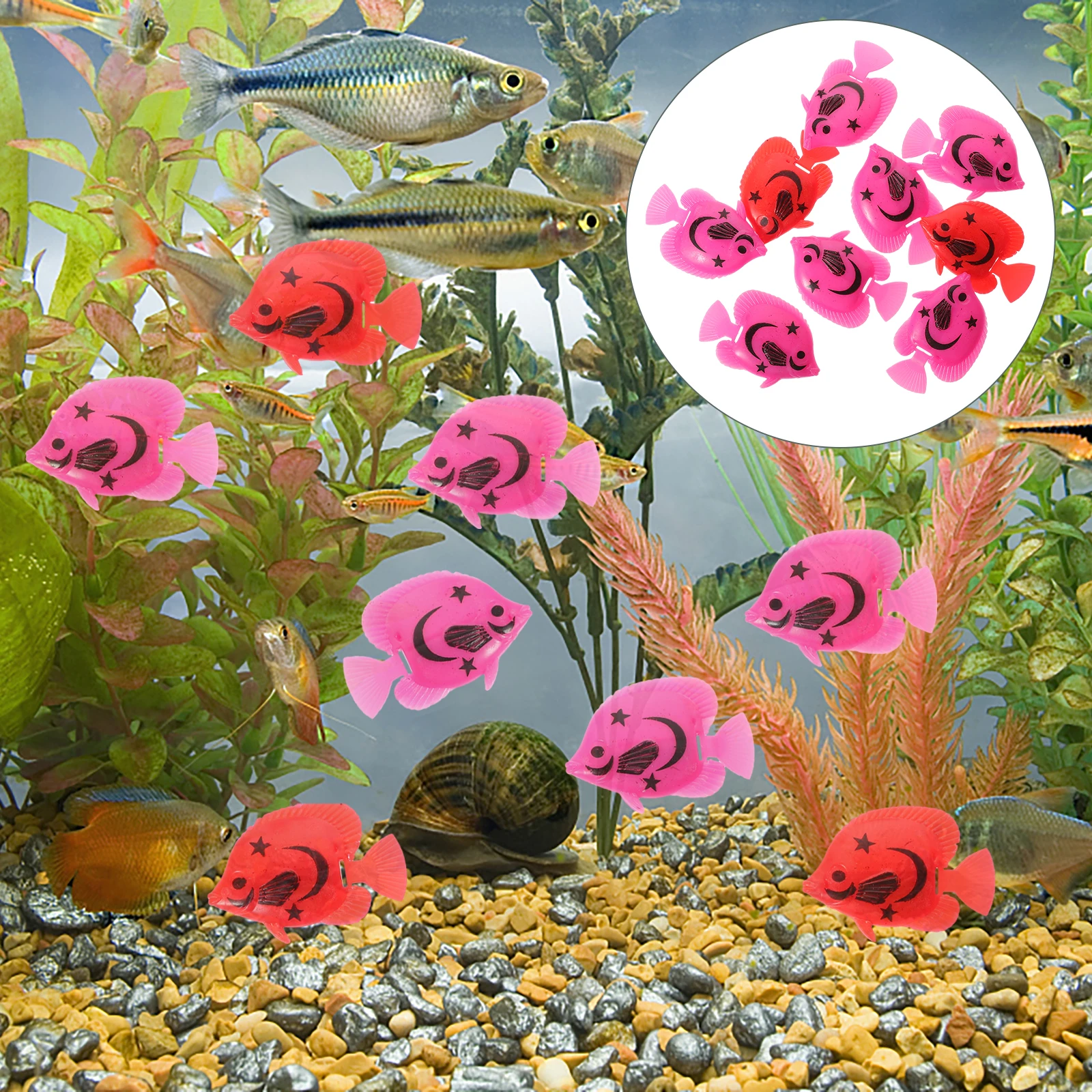 

10pcs Plastic Artificial Fish For Fish Tank Lifelike Aquarium Decoration Floating Ornament Photography Props Pet Supplies