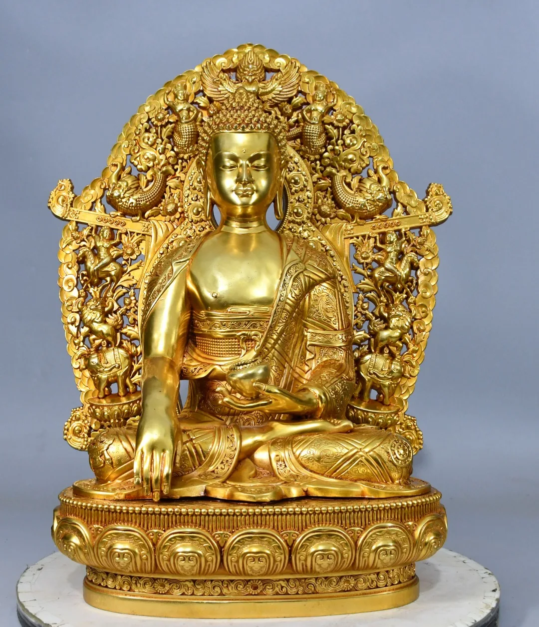 Tibetan Tantra Brass Gilt Painting Sakyamuni Amitabha Buddha Ornament Dedicated to Jiajiatang Ornament 50cm