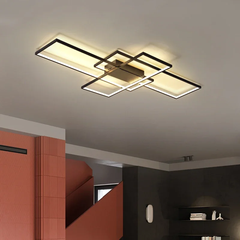 Imagem -04 - Nordic Square Led Ceiling Lights Sala de Estar e Jantar Cozinha Tabelas de Comida Lâmpada do Quarto Home Decor Lusters Luminária