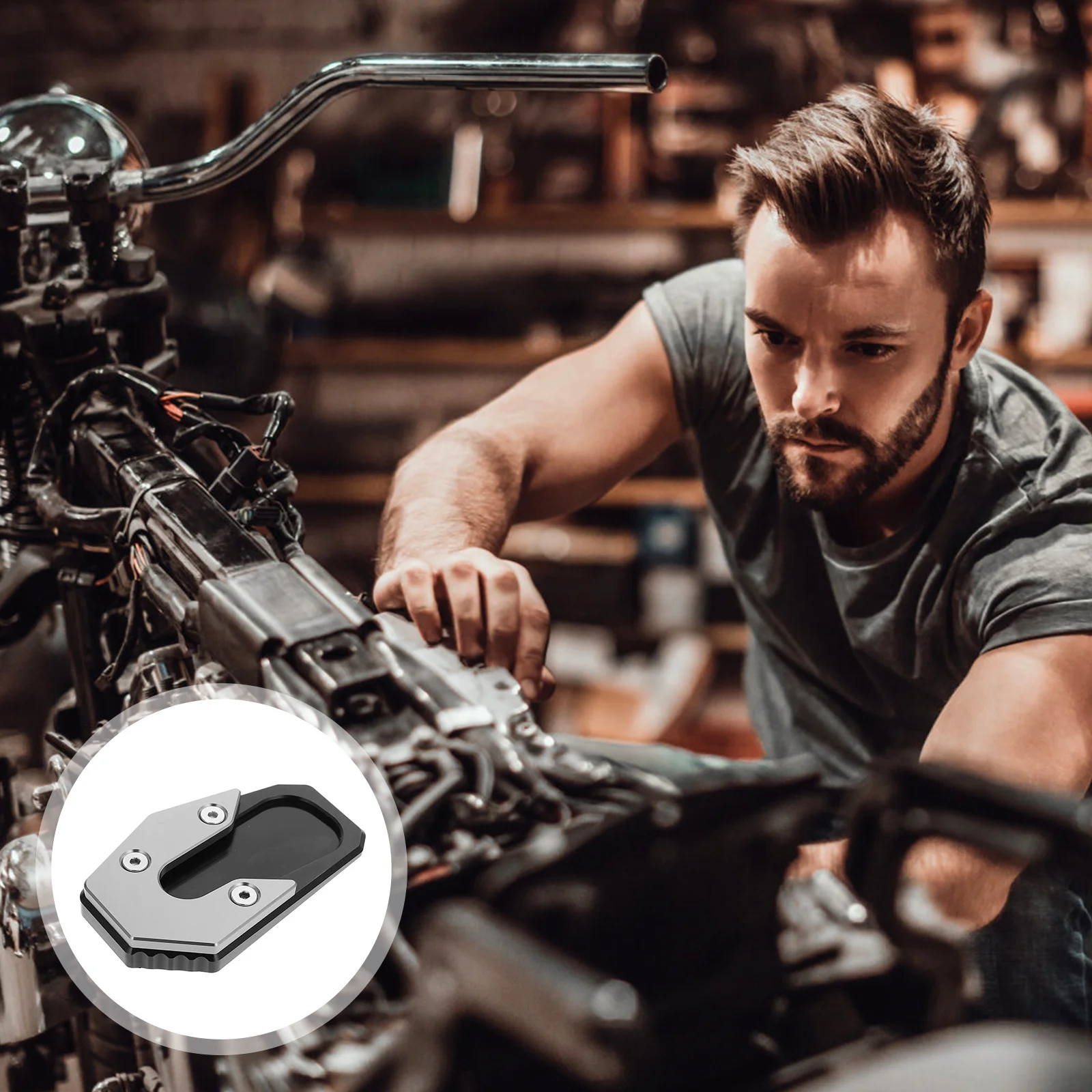 

Kickstand Aluminum Alloy Side Stand Extender Plate For Stable Parking Motorcycle Motorcycle Side Stand Plate Accessory