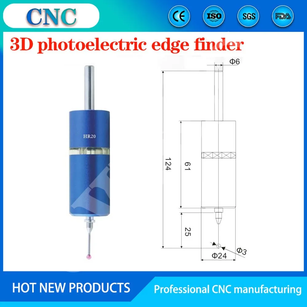 Wireless 3D photoelectric edge finder 0.001mm high-precision engraving machine ceramic three-dimensional centring rod