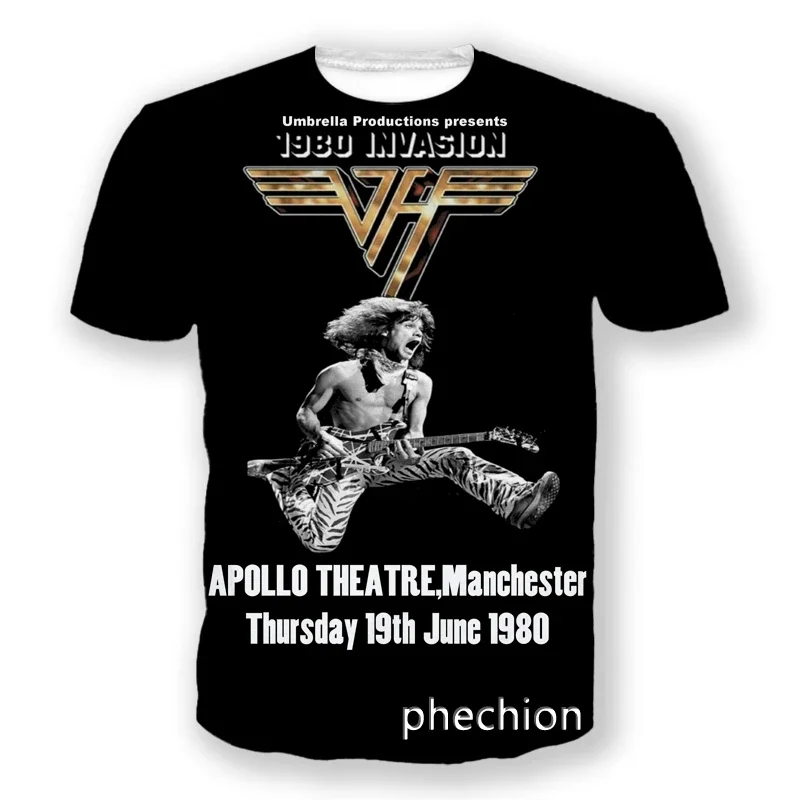 New fashion Van Halen Band 3D printed T-shirt Men\'s and women\'s casual hip hop street summer loose crewneck T-shirt