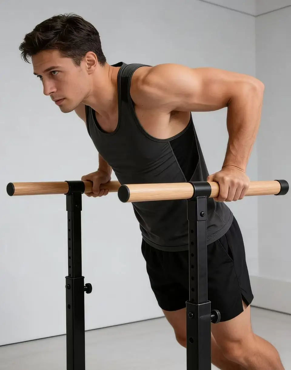 

Durable Wooden Push up Parallettes with Handle for Home Use Calistenia Street Workout