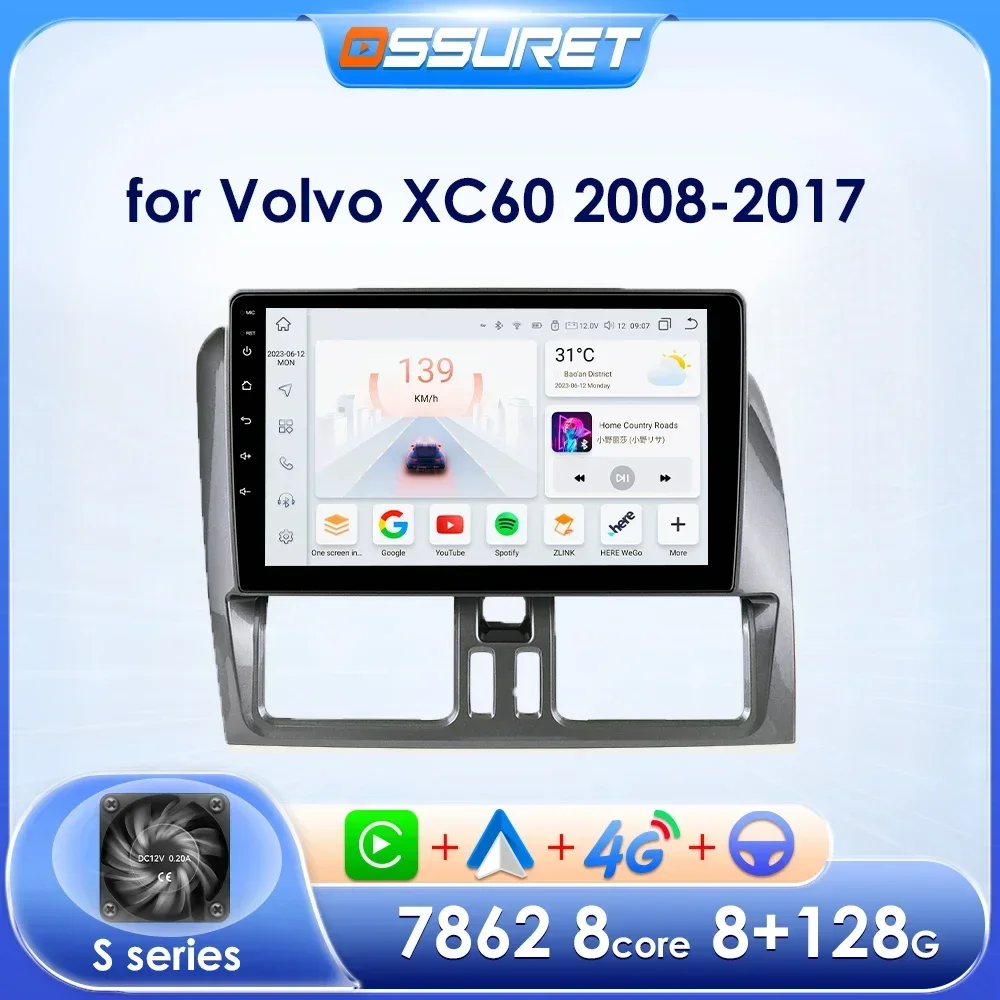 7862 Android Car Radio for Volvo xc60 2008-2017 Car Radio Stereo Video Players Wireless CarPlay 2Din Multimedia GPS Touch Screen