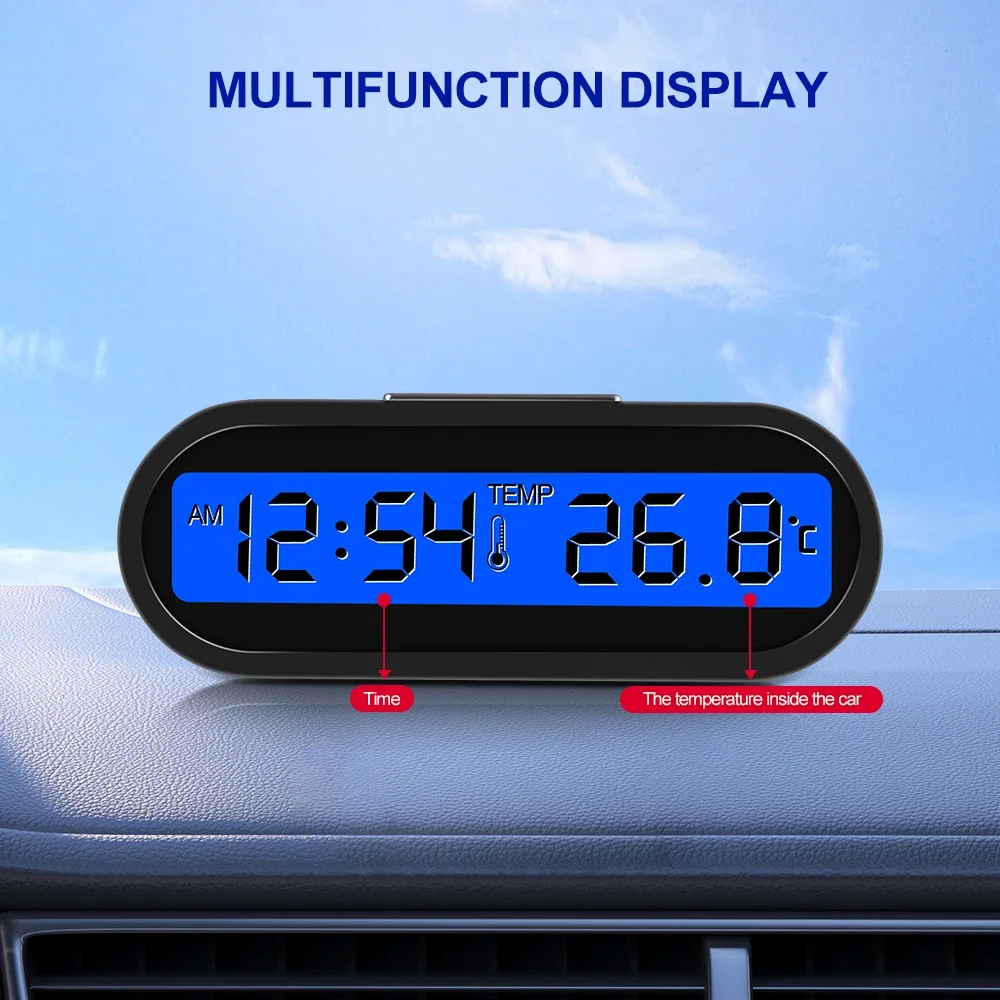 Mini Car Clock Thermometer LCD Digital Backlight Electronic Auto Clocks Car Inside Outside Temperature Electronic Car Time Watch