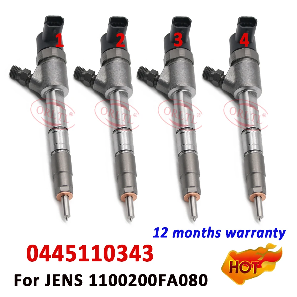 

4 Pieces ORLTL 0445110343 Diesel Oil Injector 0 445 110 412 Fuel Nozzle 0 445 110 343 For JENS 1100200FA080 0445110412