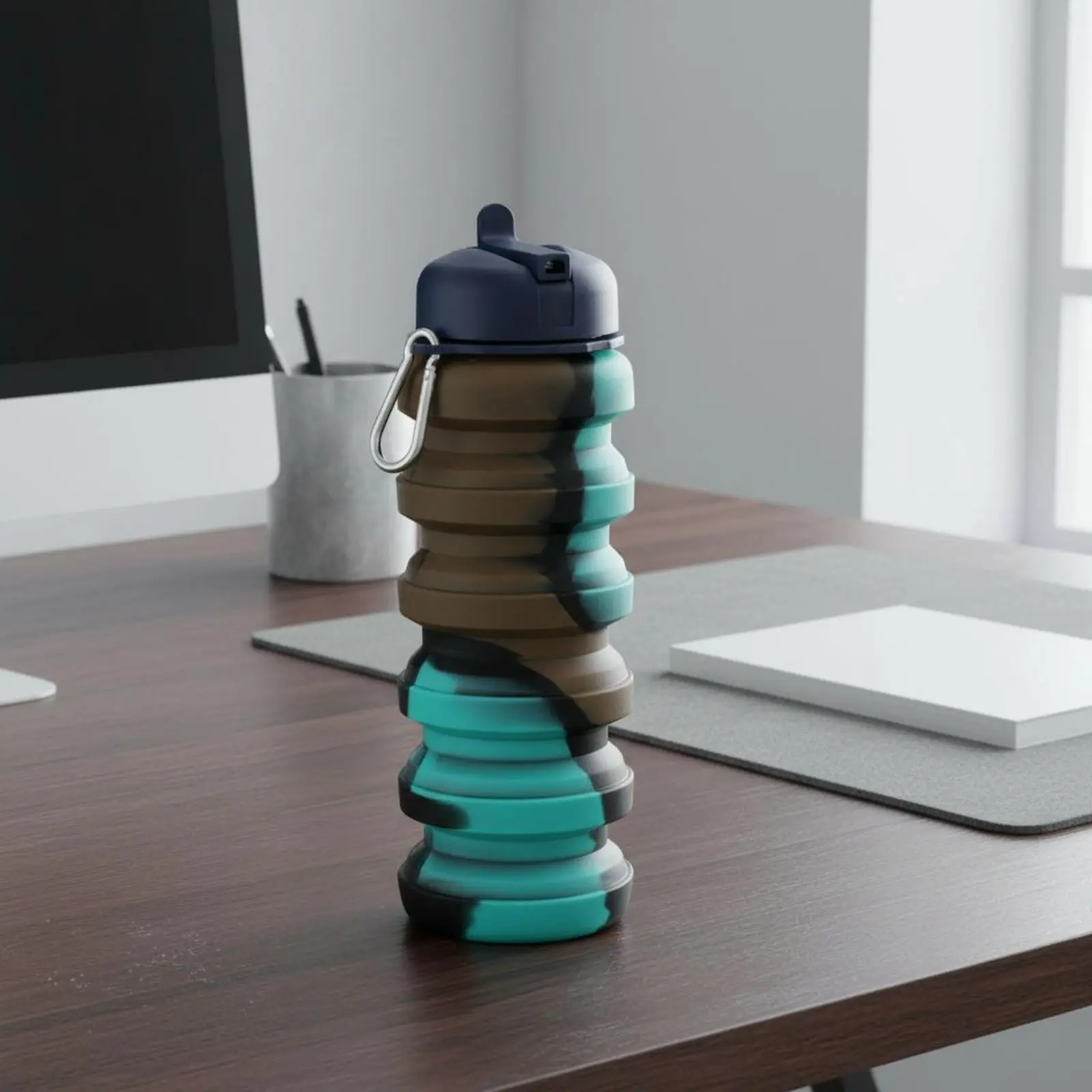 Folding Silicone Cup Space Saving Portable Silicone Cup Collapsible Travel Mug Reusable Drinkware Unique Shape for School - view 2