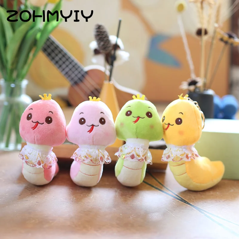 

2025 Chinese Cute Zodiac Snake Plush Keychain Bag Pendant Stuffed Doll Lucky Mascot Gifts For Children DIY Accessories