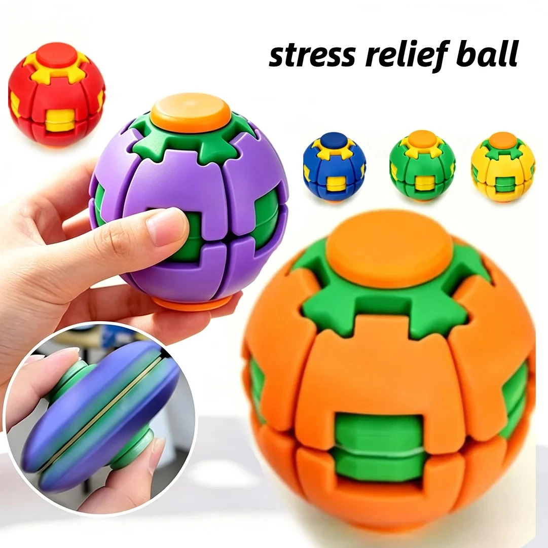 Rotatable Fidget Stress Relief Ball Spin Fidget Spinner Hand Sensory Anxiety Relief Desk Toy