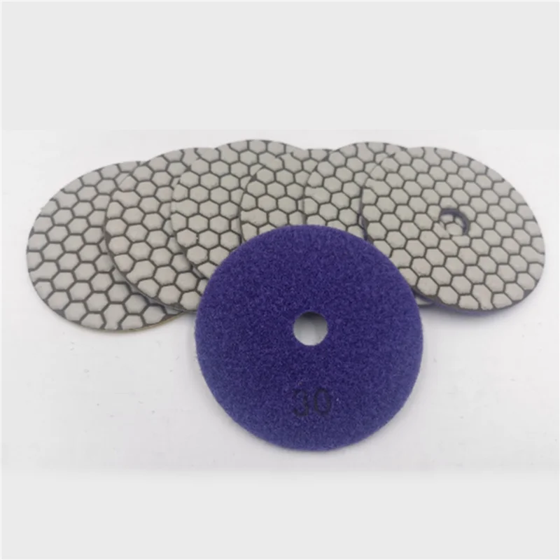 

Y51A-12Pcs Dia 4Inch/100Mm Grit 30 Diamond Dry Polishing Pads Resin Bond Flexible Dry Sanding Disc For Granite Marble