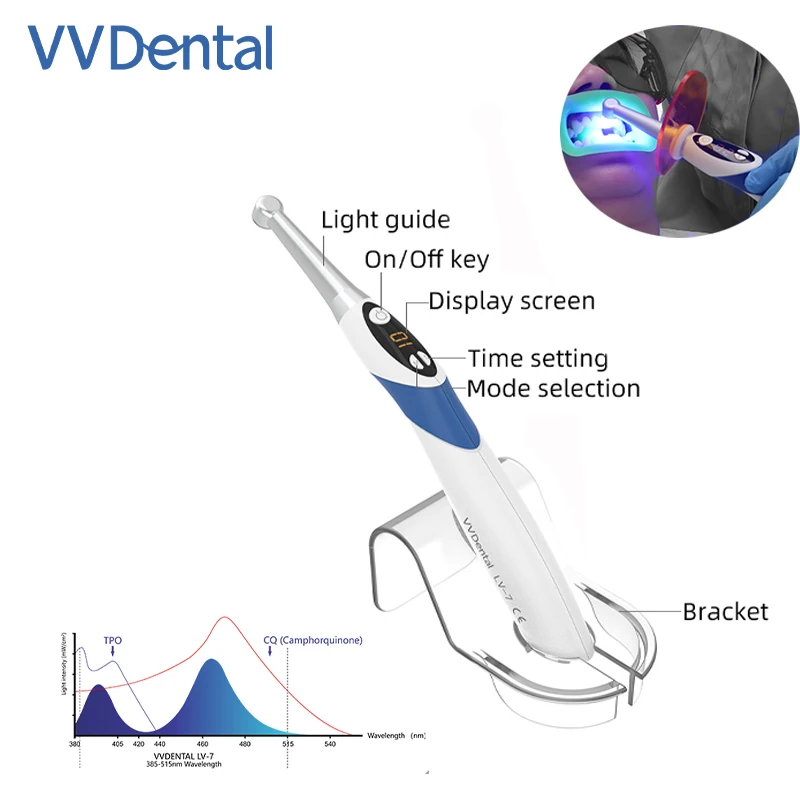 

VVDENTAL Dentistry Curing Light LED 1s Curing Resin Tool New Generation Curing Machine Strong Light Wireless Curing Machine LV-7