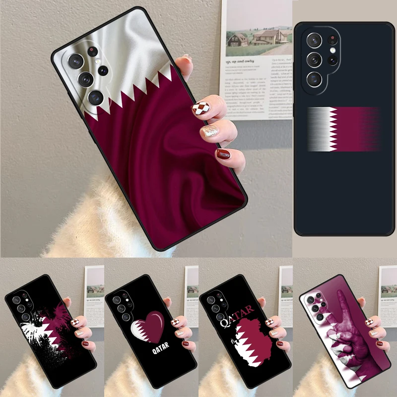 Cover For Samsung Galaxy S24 Ultra S21 S22 S8 S9 S10E Note 10 20 Plus FE S23 Qatar Flag National Banner Phone case Coque