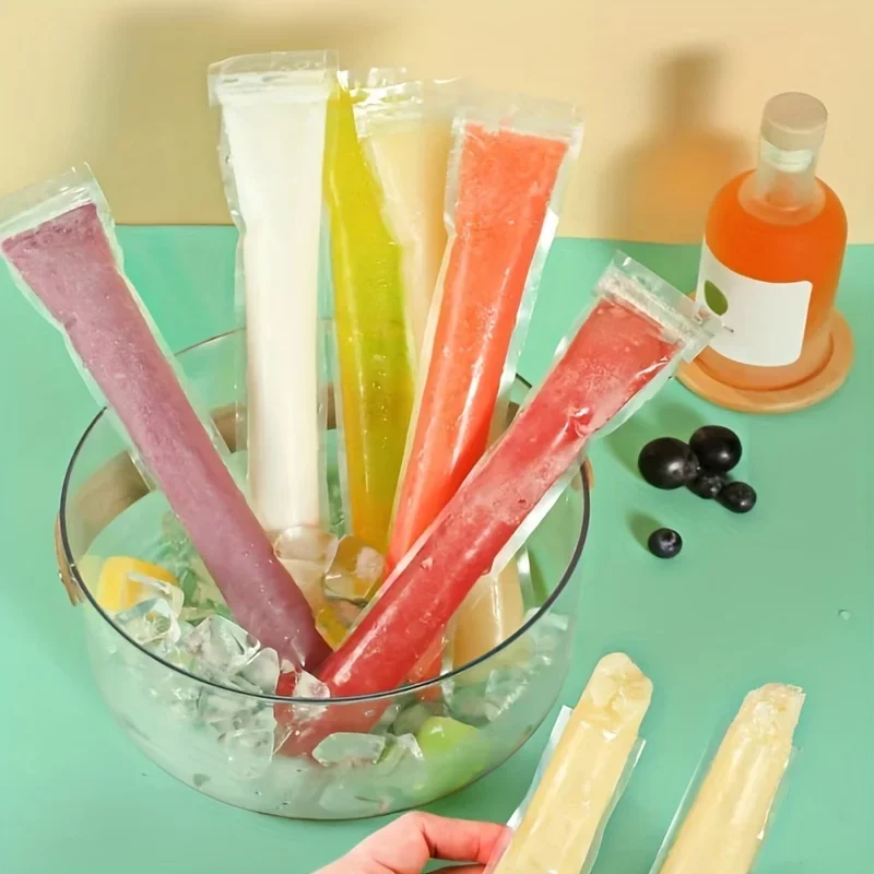 

100 disposable popsicle bags - food grade lead-free PVC, self sealing transparent popsicle mold, suitable for kitchen use Sifter
