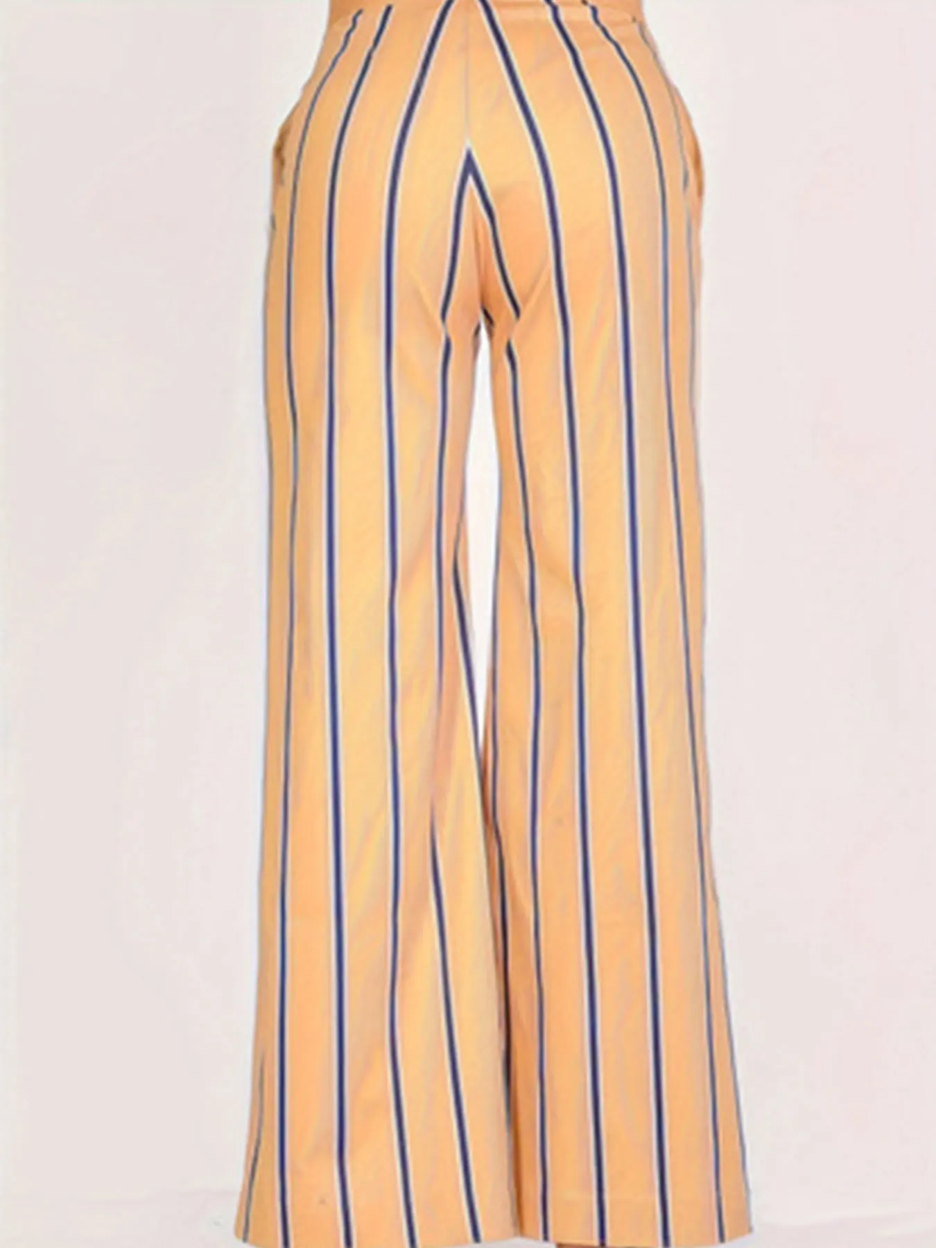 Women's Elegant Pants, Plus Size Striped Print Zip Up Straight Leg Loose Trousers