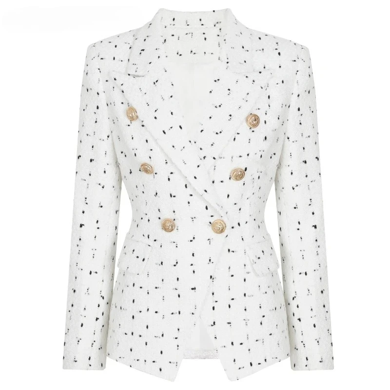 

Весенне-осенний женский новый высококачественный пиджак с длинным рукавом во французском стиле, белый, приталенный, элегантный, для офиса, модный, для деловых встреч