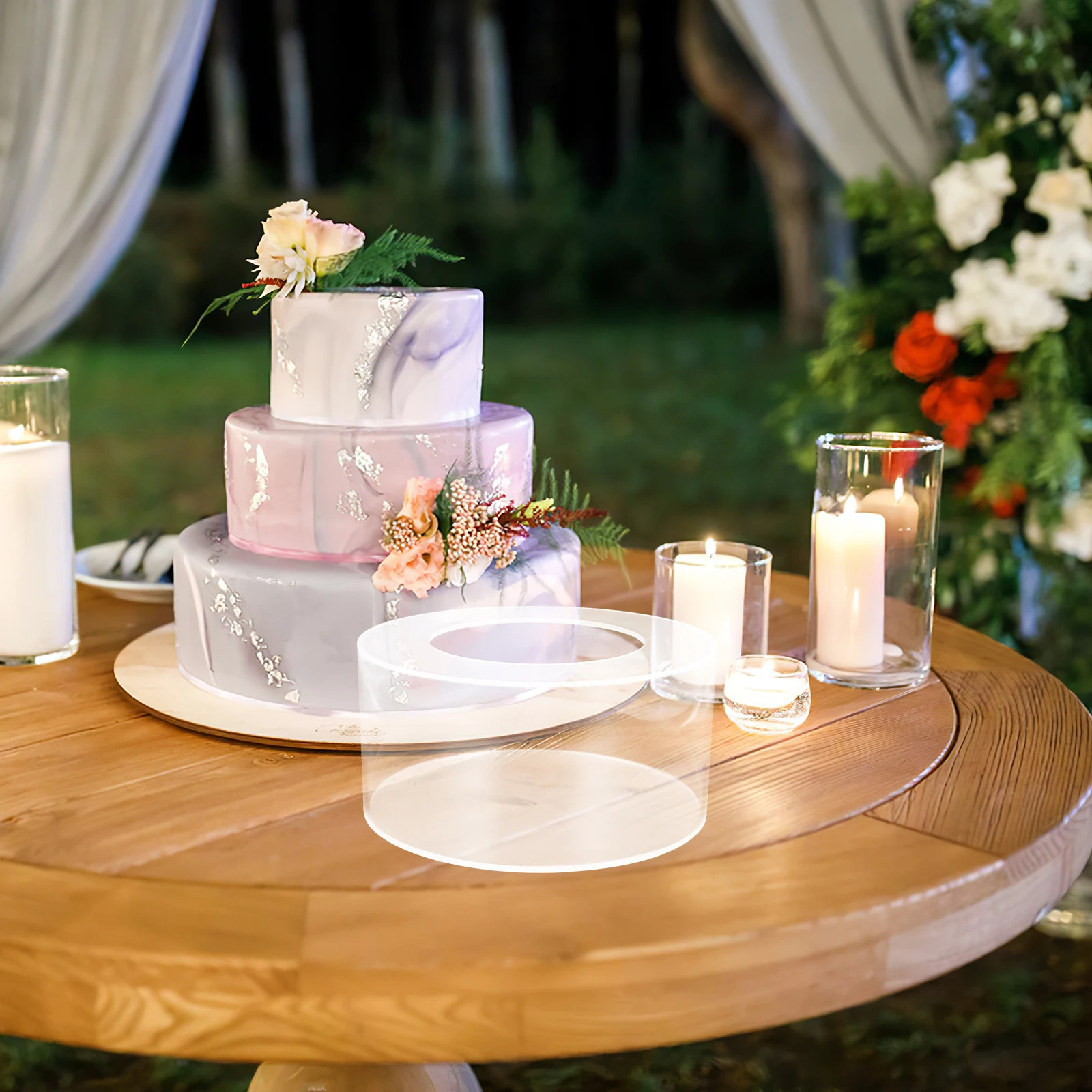 

Refillable Clear Cake Riser Box Acrylic Cylinder Cake Stand Support Box Wedding Birthday Party Display Case