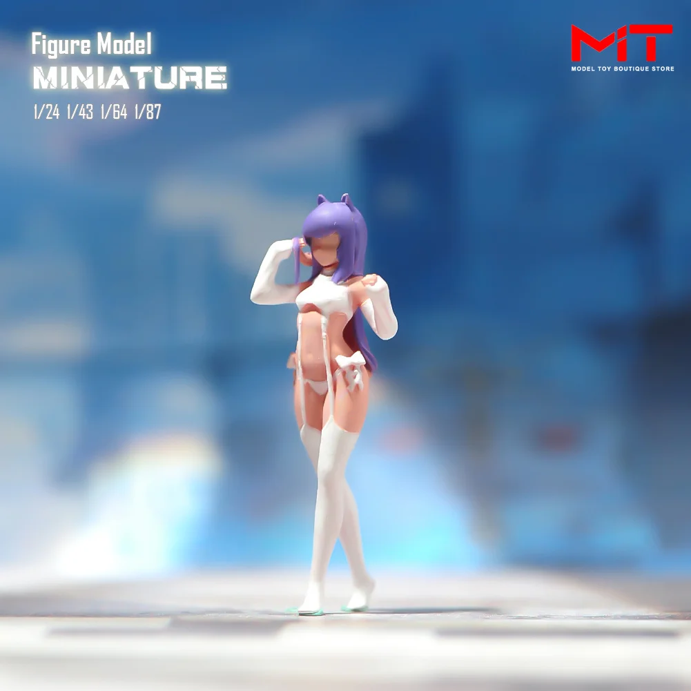 Painted Miniatures 1/87 1/64 1/43 1/24 Anime Long Hair Beauty Girl  Figure Figurine Diorama Model Scene Prop Decoration For Car