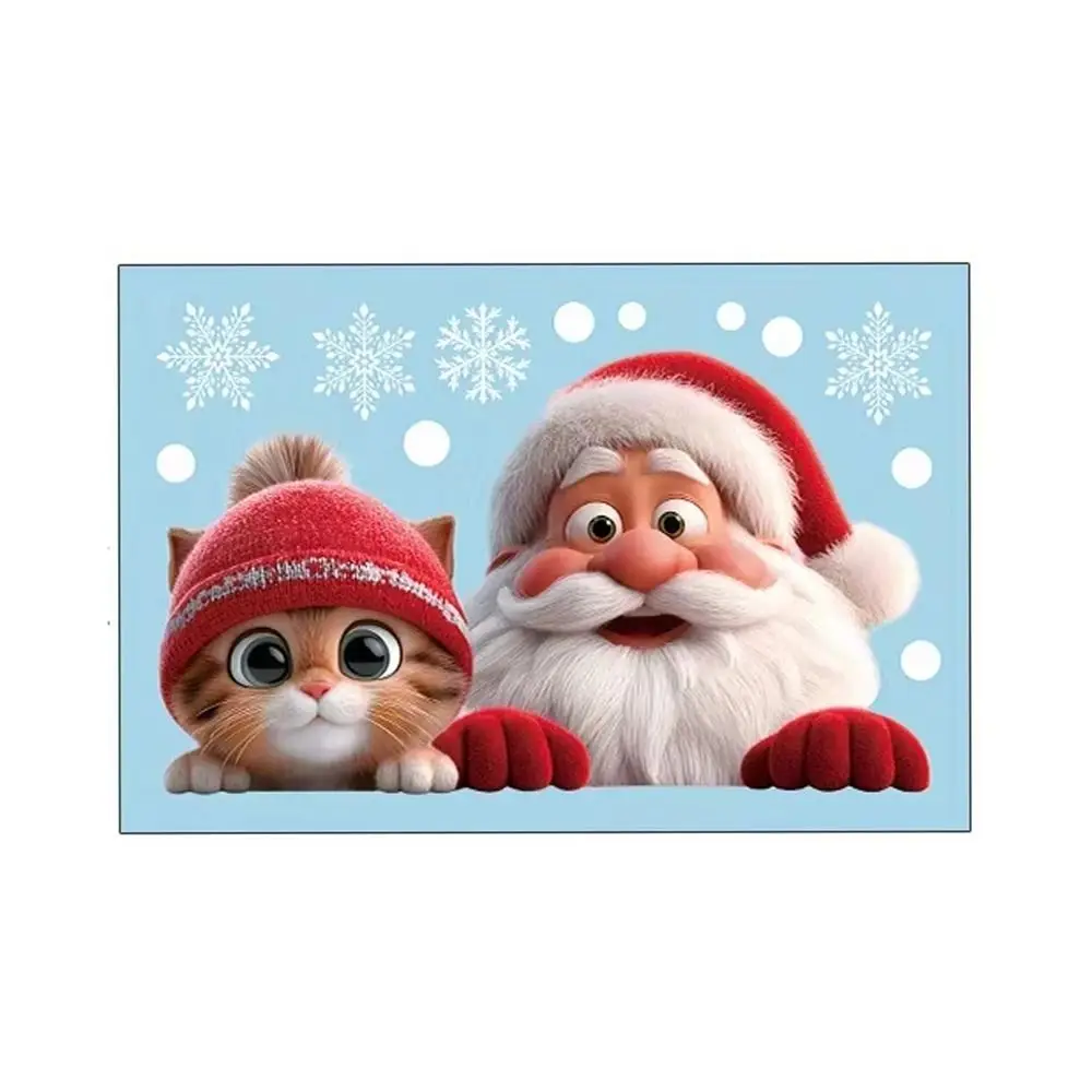 Santa Claus Glass Sticker Removable 20x30cm Christmas Window Stickers Cartoon Cat Static Cling