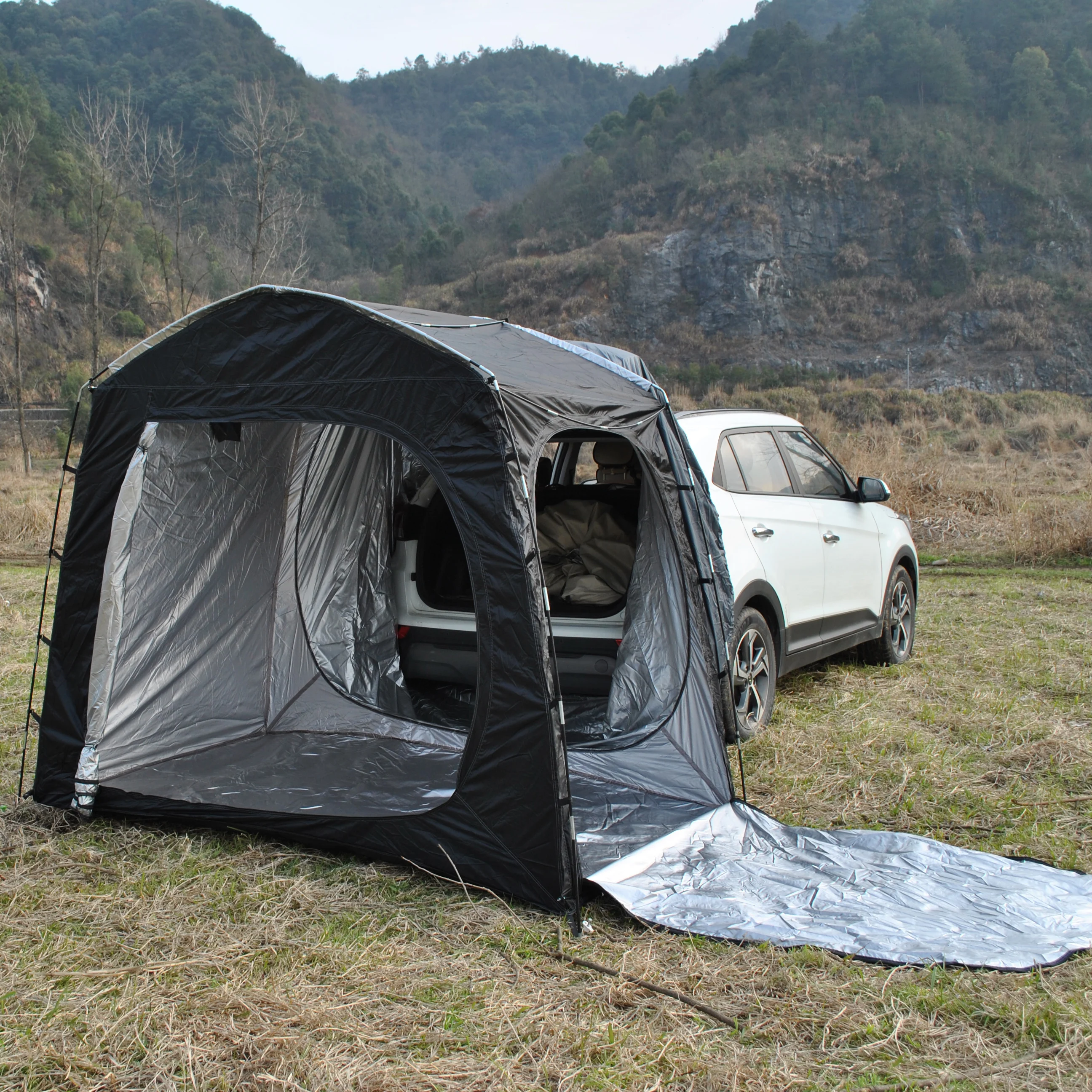 Tenda per auto SUV, tenda per portellone, tenda per tenda da sole per campeggio, tenda per SUV per veicoli, può essere utilizzata senza auto, più