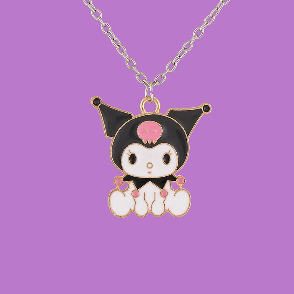 Sanrio Anime Necklace Kuromi Mymelody Couple Bestie Cartoon Oil Drop Necklace Kawaii Women Accessories Jewelry Gifts For Friends