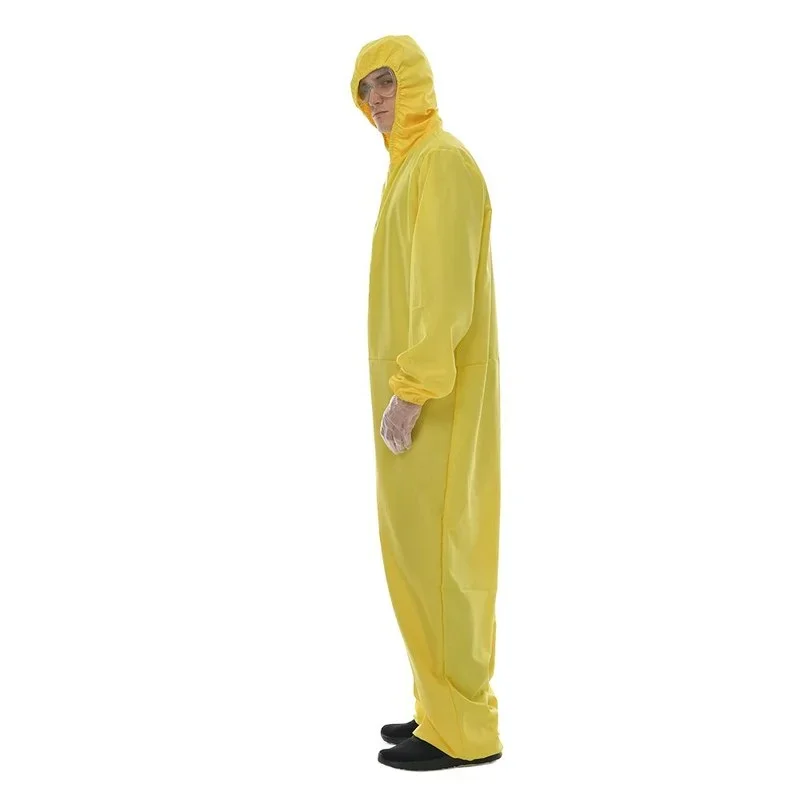 Men\'s Cheap Biohazard Costume Halloween with Goggles Yellow Breaking Bad Jumpsuit Carnival Easter Purim Fancy Dress