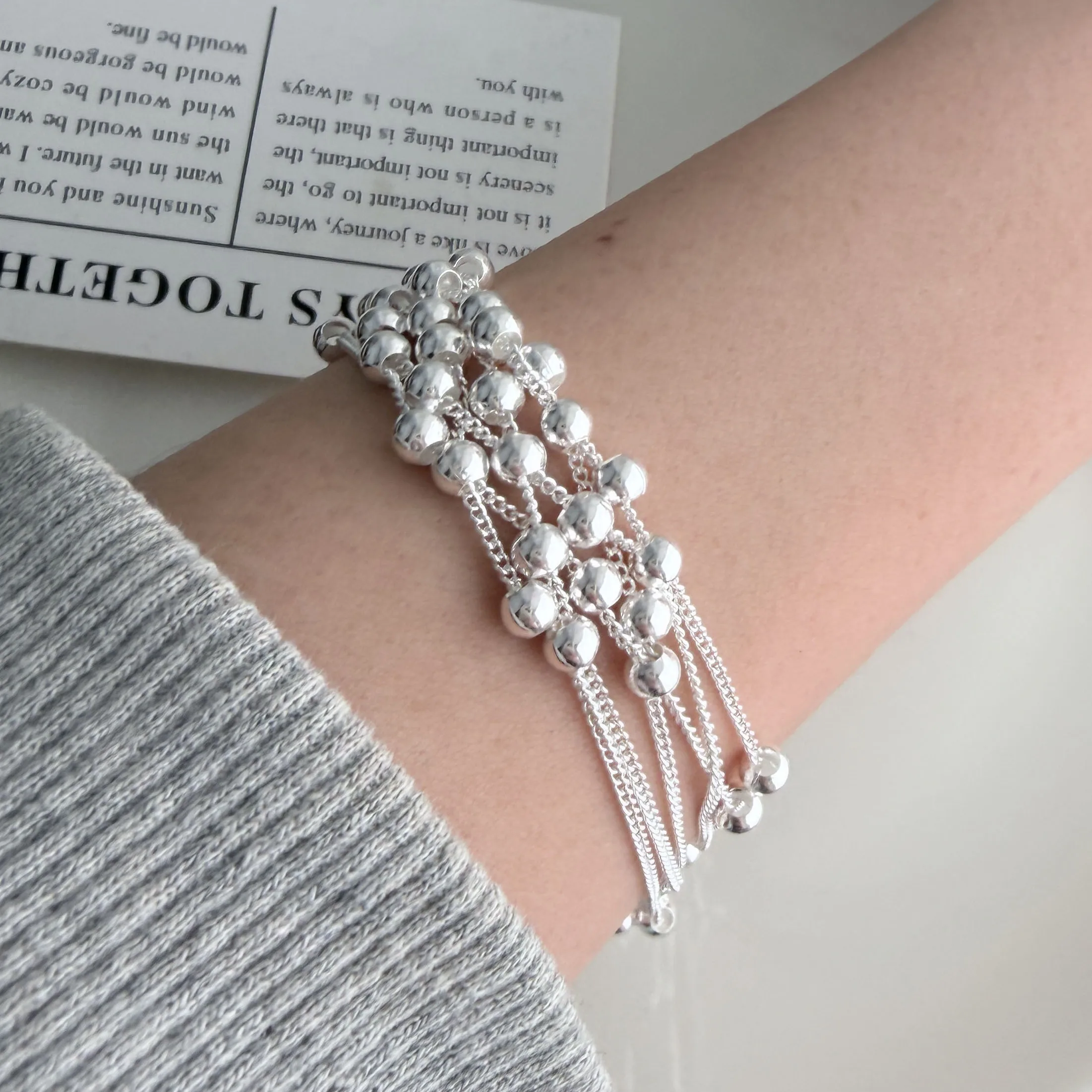 925 Sterling Silver Bracelets for Women Men String Accessories Retro Mini Beads Pattern Pendant Party Jewelry Gift