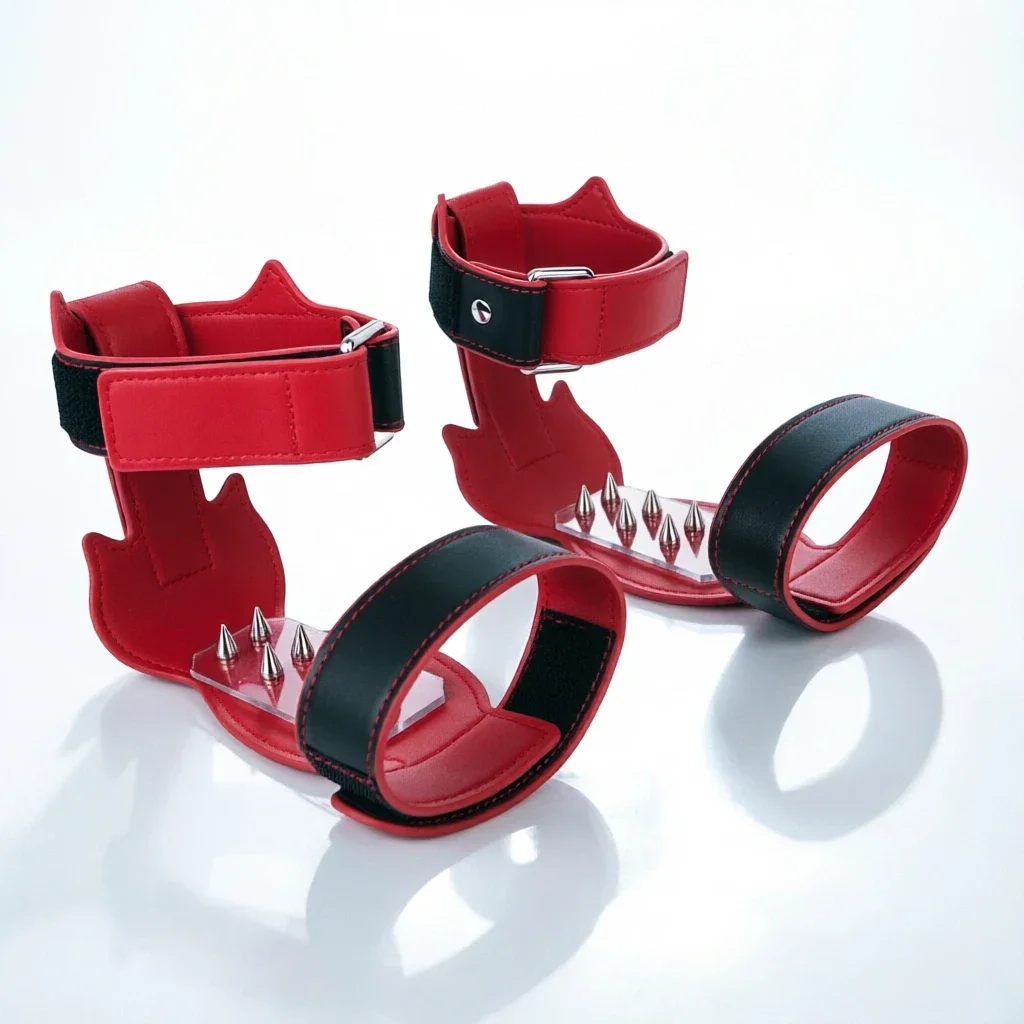 SXM Men's Leather BDSM Forced Tiptoe Heel Lift Spiked Foot Restraints Postural Fetish Slave Sex Toys Punishment Bondage