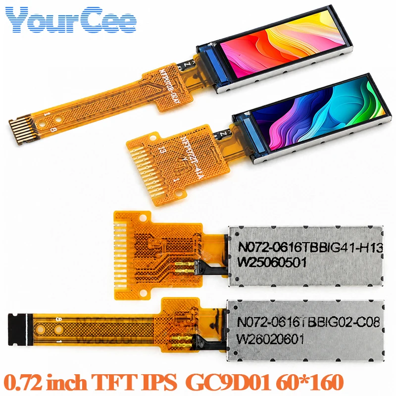 0.72 Inch TFT Display HD IPS LCD Screen Display 0.72' GC9D01 Driver Serial Port Screen 60*160 Full Color Bare Screen 13Pin/8Pin