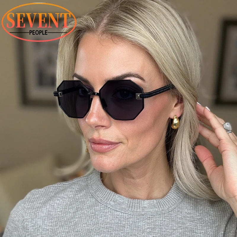 

Vintage Octagon Steampunk Sunglasses Women 2025 Luxury Brand Square Punk Sun Glasses For Ladies Retro Metal Frame Eyewear Shades