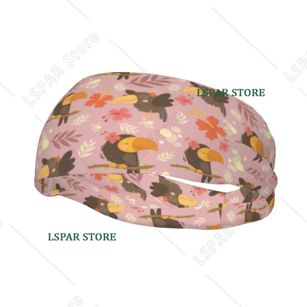 

Sports Headband Cute Parrots Flowers Fitness Sweatband Absorbent Cycling Jog Hair Bandage