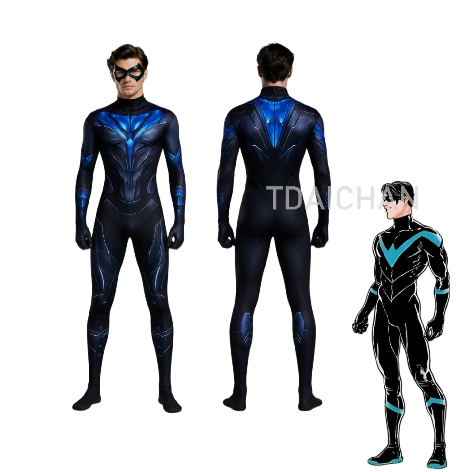 2026-プレミアムナイトフルボディコスプレ衣装スーツ-アイマスク高品質ウィングタイタンズスーパーヒーローハロウィンジャンプスーツ-prpps