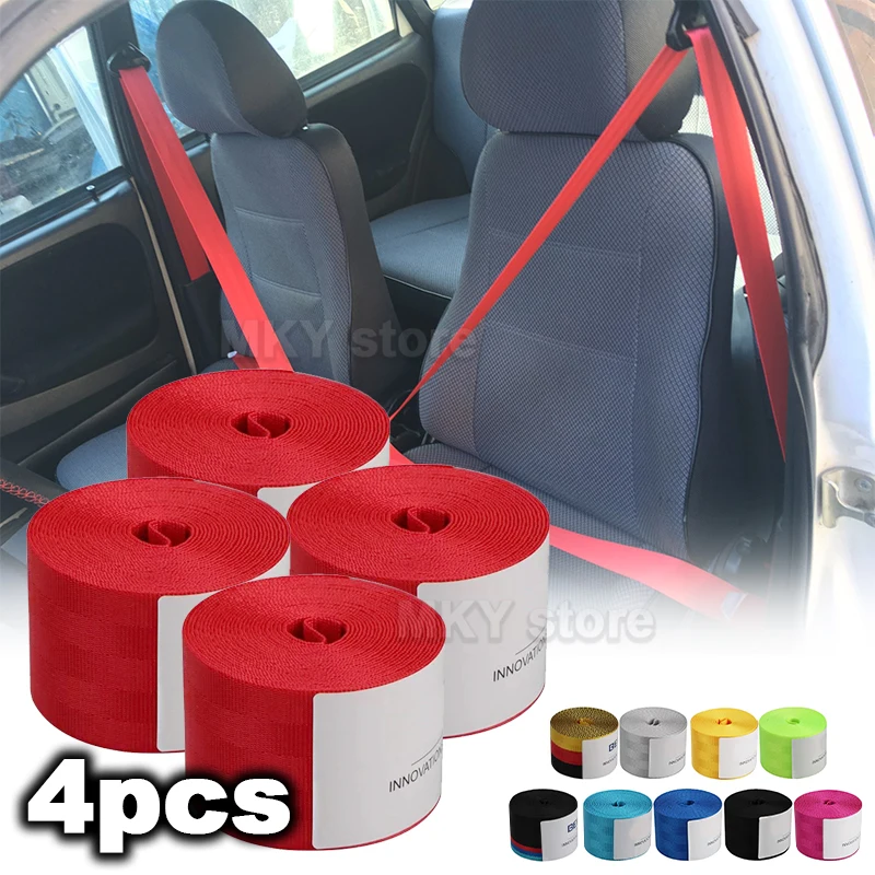 4Pcs Universal Auto 3.6M Strengthen Seat Belt Webbing Fabric Racing Car Modified Seat Safety Belts Harness Straps Wholesale