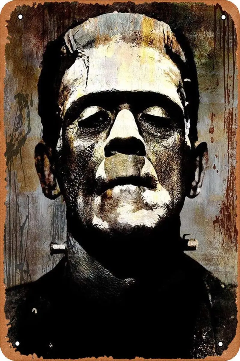Bheuriza Frankenstein Metal Tin Sign Vintage Metal Poster Horror Science Signs for Wall Decorations Gift 8x12 Inch sign