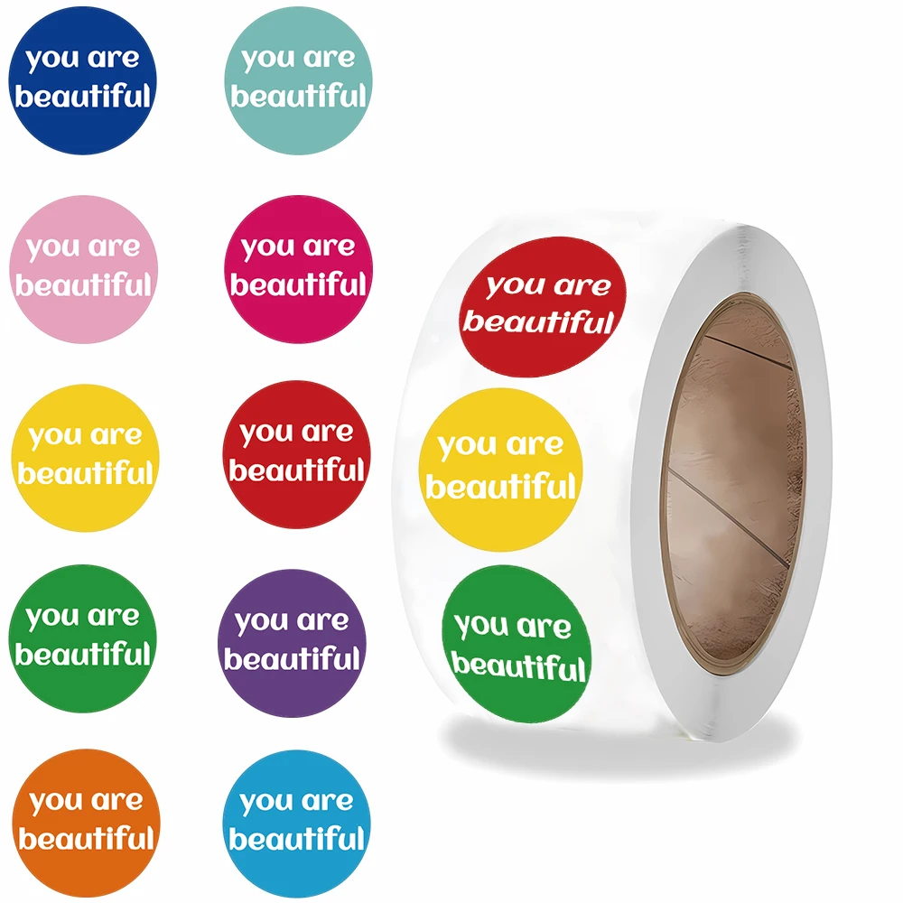 

500 шт., рулонные наклейки You Are Beautiful, Harajuku, ноутбук, скейтборд, красочные наклейки для гостиной, кофе, художественная картина, наклейка для телефона