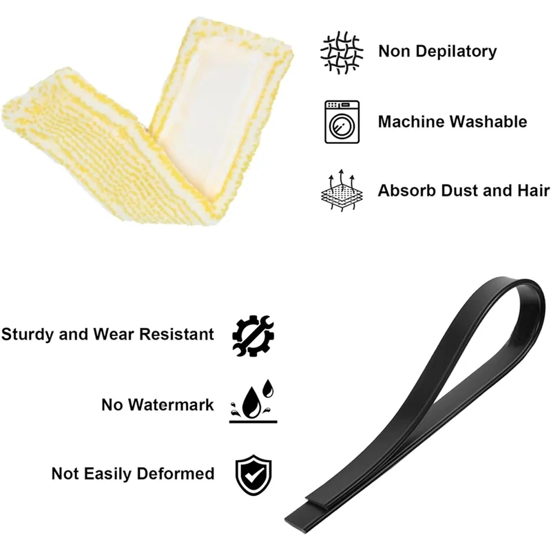 B47B-Microfiber Mop Cover For Window Cleaning Replacement Set With 2 Rubber Lip Squeegees Highly Absorbent Window