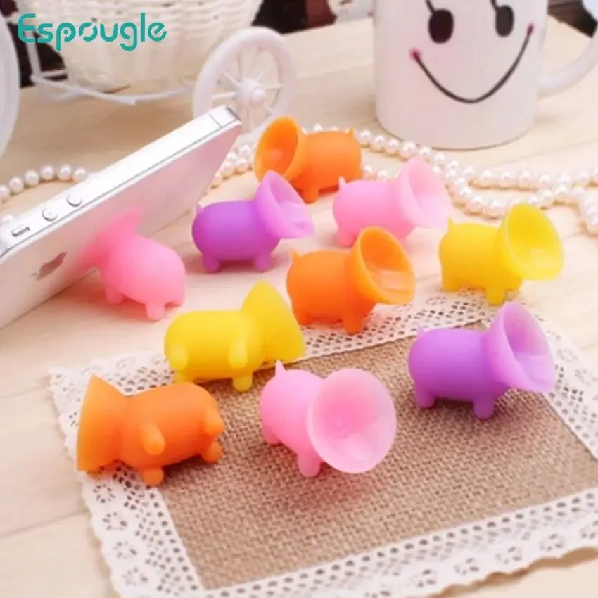 

500pcs Cute Cartoon Suction Cup Mini Pig Mobile Phone Holder Stand For iPhone Huawei Xiaomi Universal Phone Mount Random Color