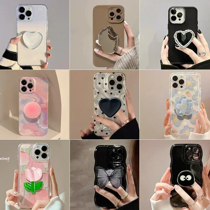 with Heart Holder Red Phone Cases with Holder For iPhone 16 Case 15 Pro Max 14 Plus 13 12 11 Griptok Case with pop Grip Socket