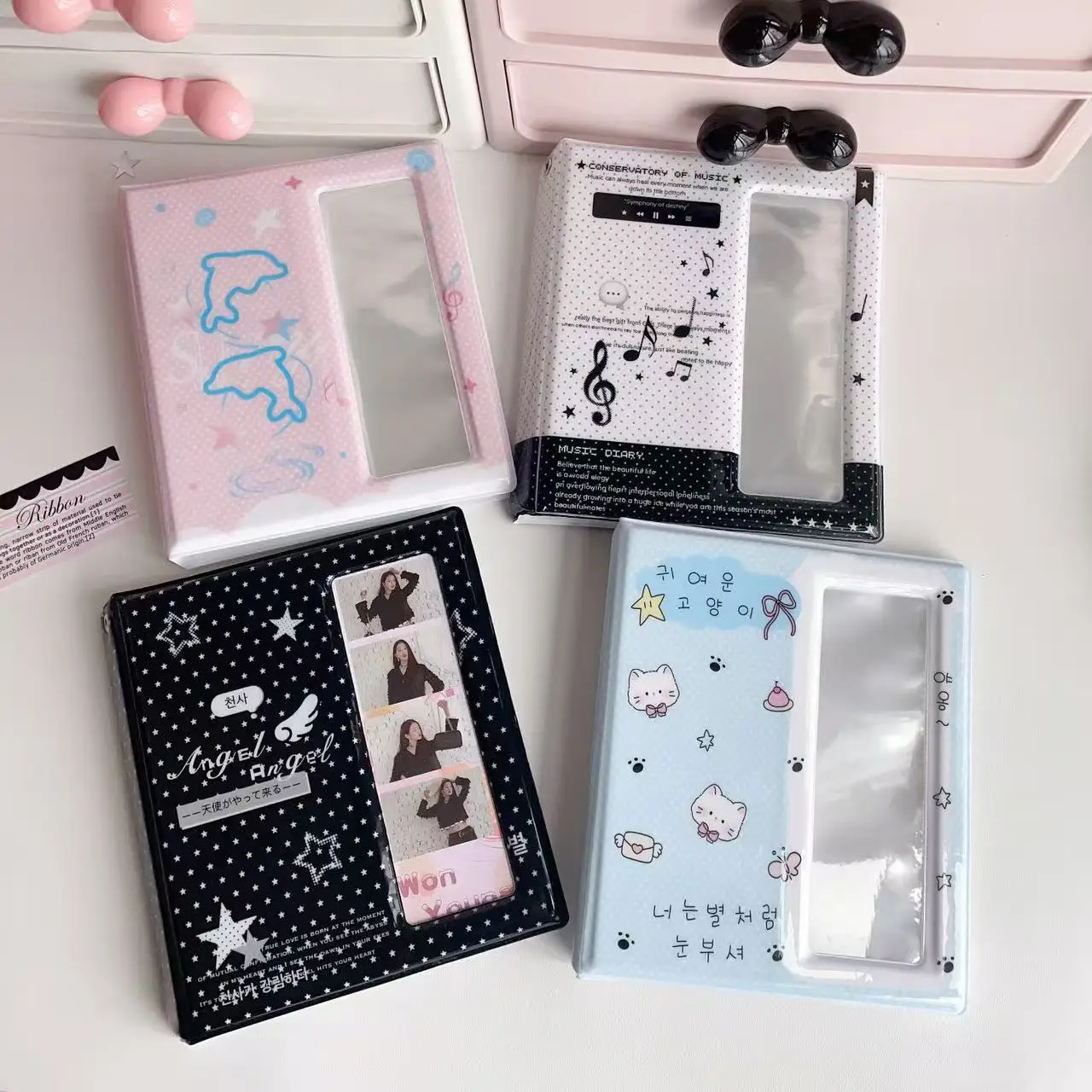 Star Music Photo Booth Album For 40 Pcs 2x6 Inch Photo Strips Bookmark 20 Pcs 4x6 4R Photo Holder 40 Pages