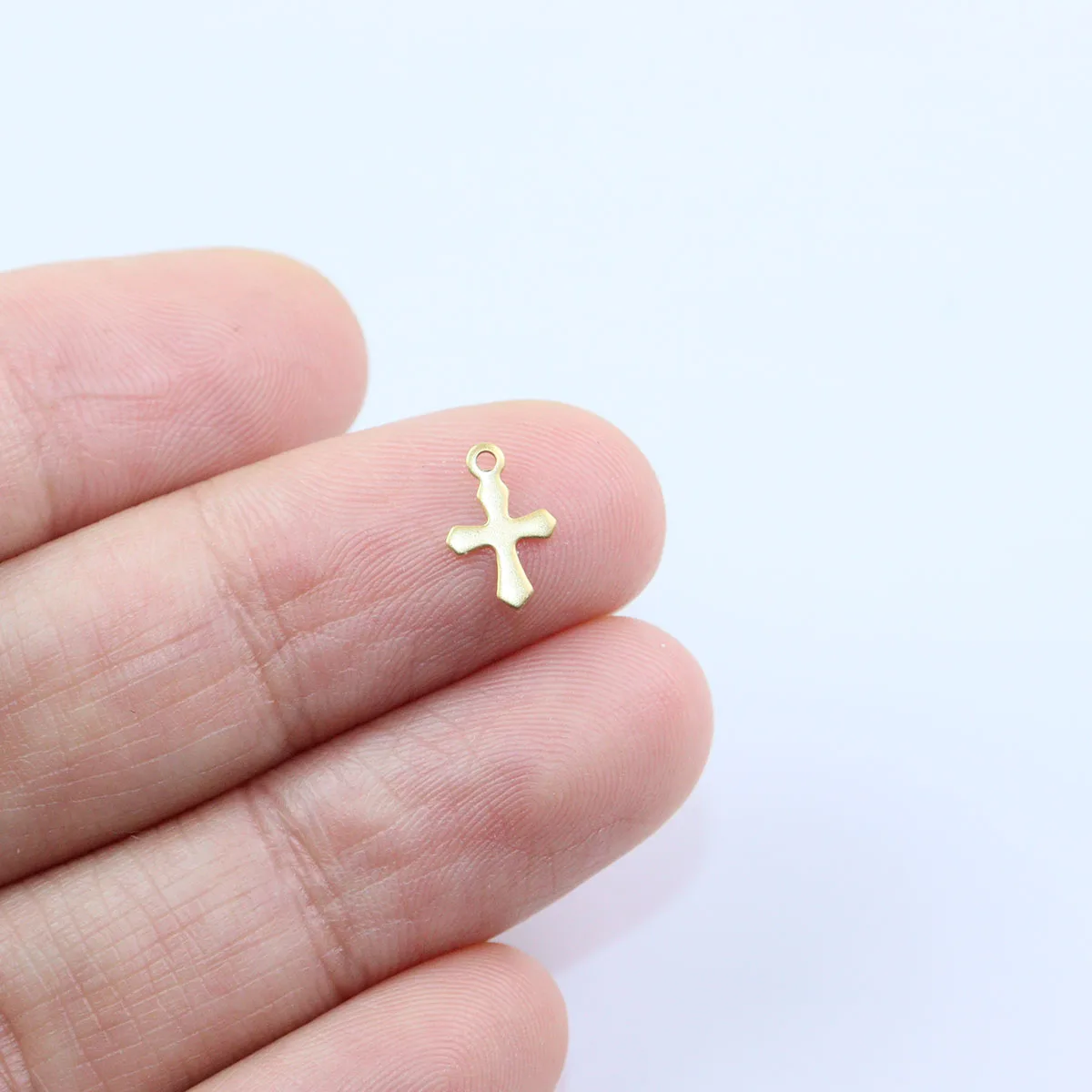 20/100pcs 12*8mm Wholesale StainlessSteel Mini Cross Dangling Charms DIY Anklets Earrings Bracelets Vacuum Plate 2 Colors