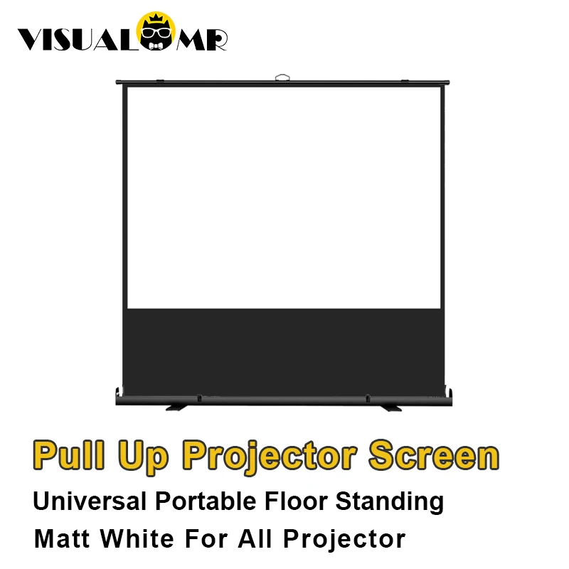 Portable Projector Screen Pull Up Projection with Stand 16:9 4:3 Full Screen 60-120inch for Home Cinema Outdoor Camping Office