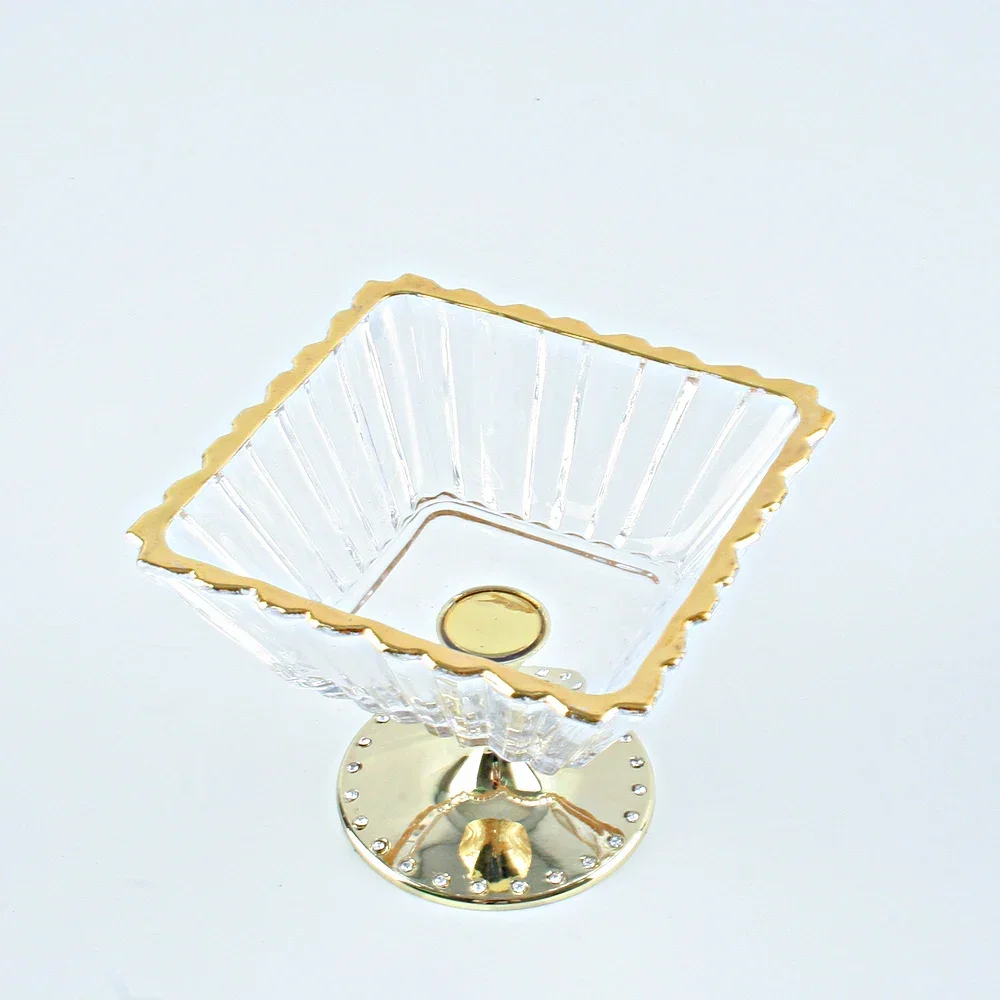 

Gold Glass Fruit Bowl Small Candy Dish Table Snack Nuts Dessert Plate For Wedding Party Cake Table Decoration Plates Tableware