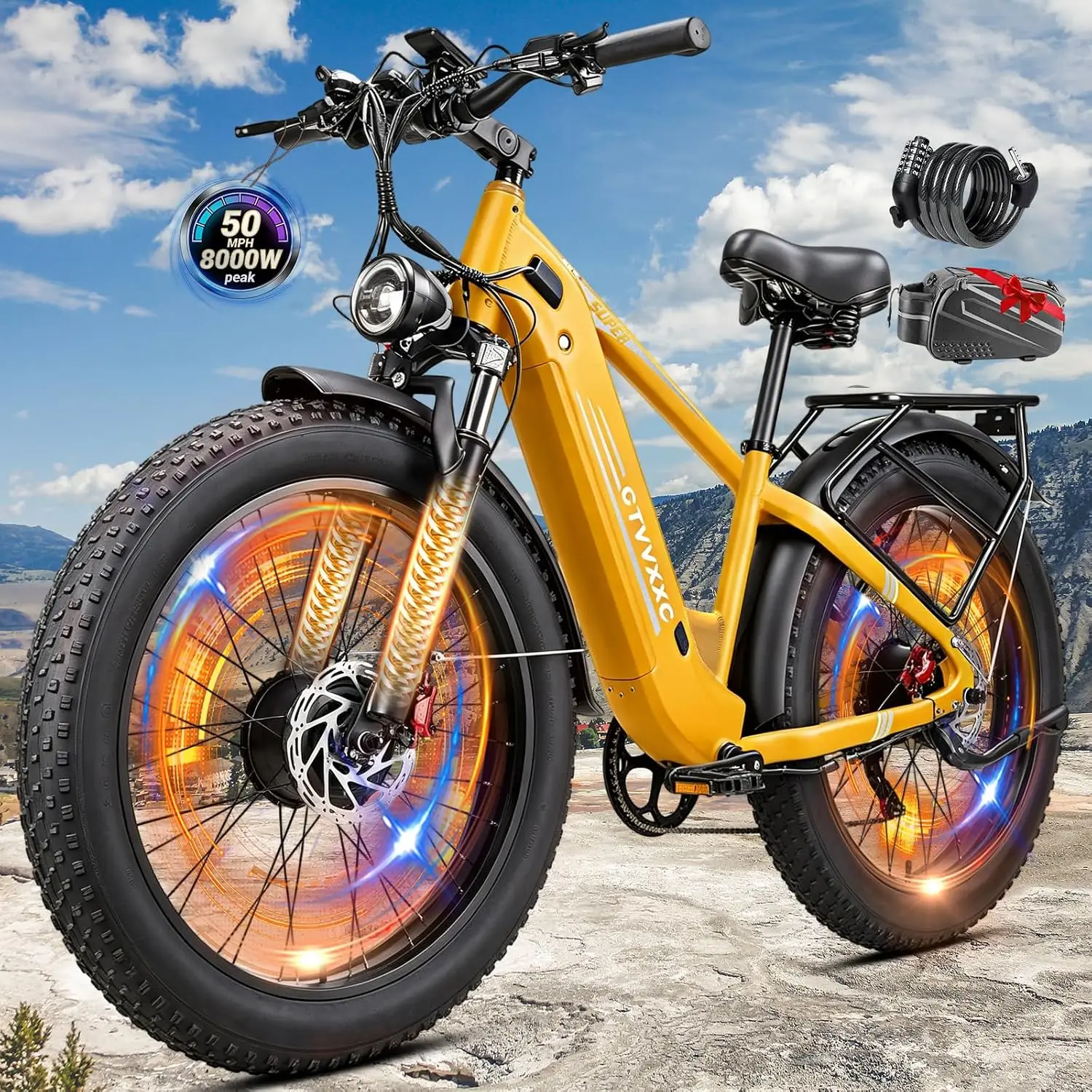 8000W Peak Dual Motor Electric Bicycle Adults 50MPH 100Miles Range, Customized