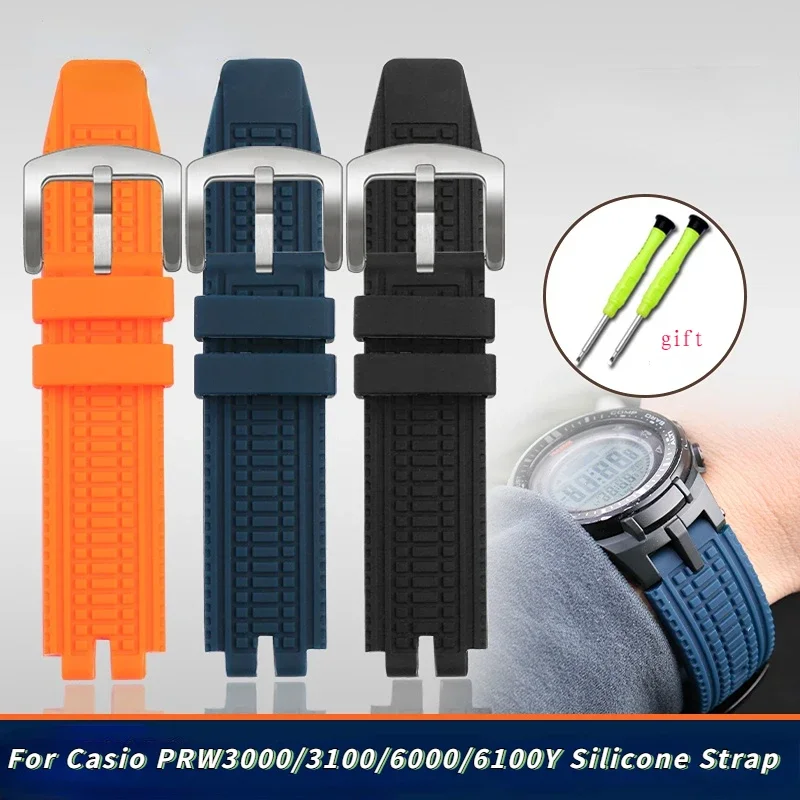 Для Casio Mountaineering PROTREK PRW-3000 PRW-3100 PRW-6000 PRW-6100Y PRG-300 330 силиконовый ремешок для часов мужской ремешок браслет