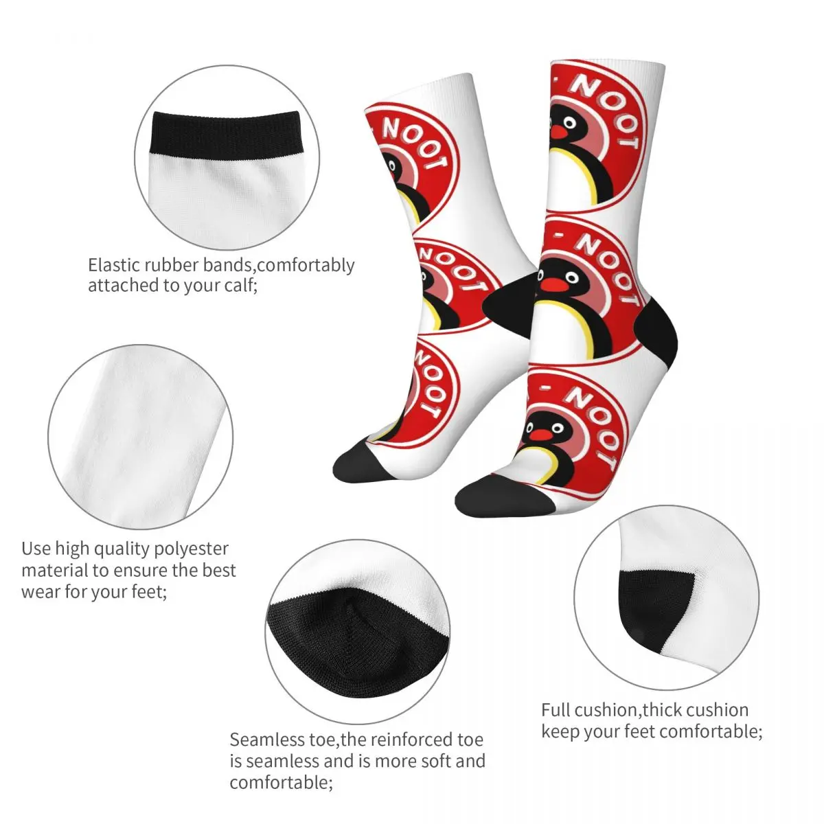 Happy Funny Men's Socks Crazy Pingu Noot Noot Logo Sock Polyester Angery Pingu Graphic Women Socks Spring Summer Autumn Winter