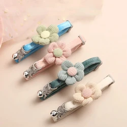 Pet Cat Plush Collar with Bell Sun Flower Cartoon Rabbit Bowtie Soft Polyester Dog Collar Colorful Adjustable Cat Puppy Necklace