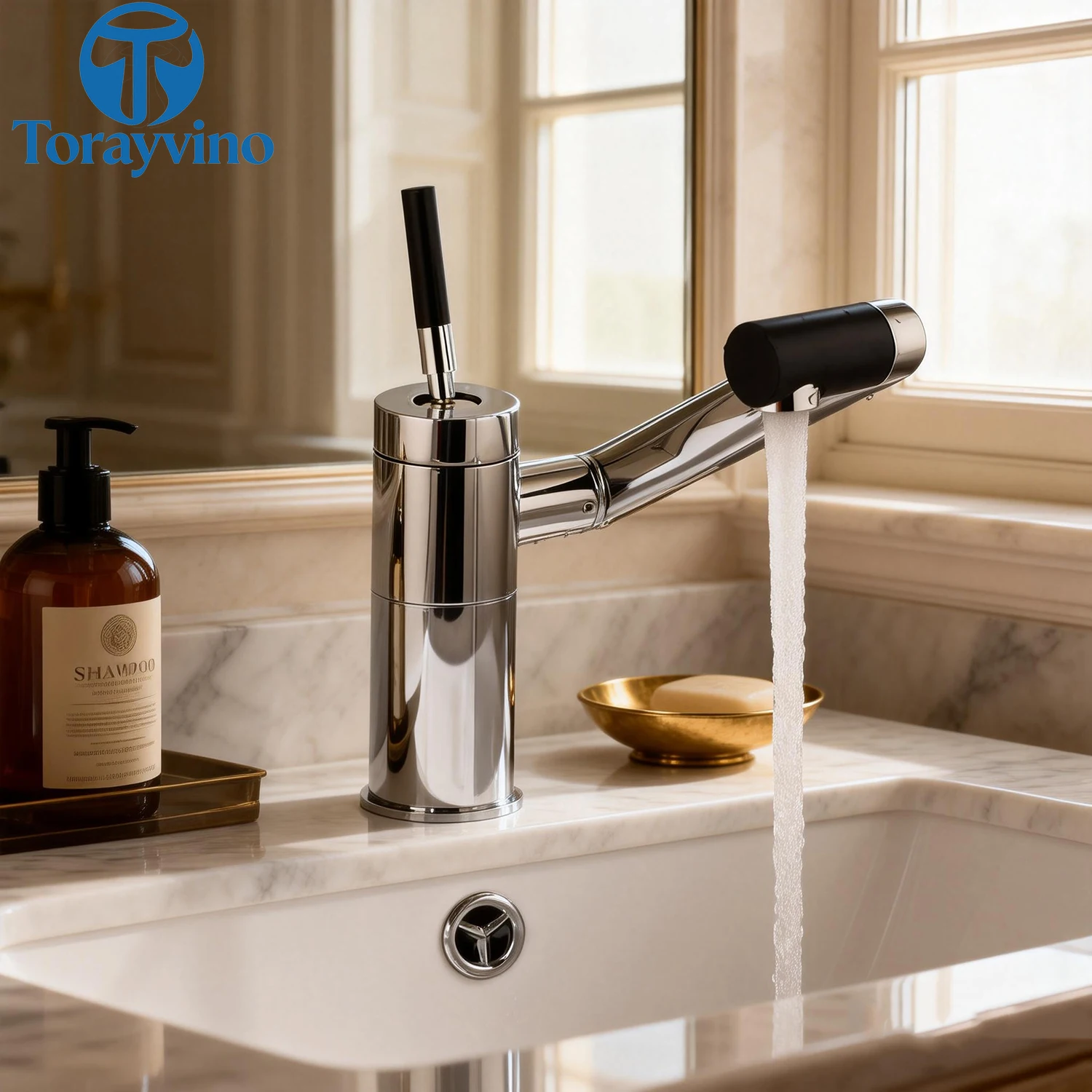 

Torayvino LED Bathroom Sink Tap Rotate Faucet Water Bathroom Faucet 360 Swivel Faucet Hot & Cold Mixer Taps Basin Faucets